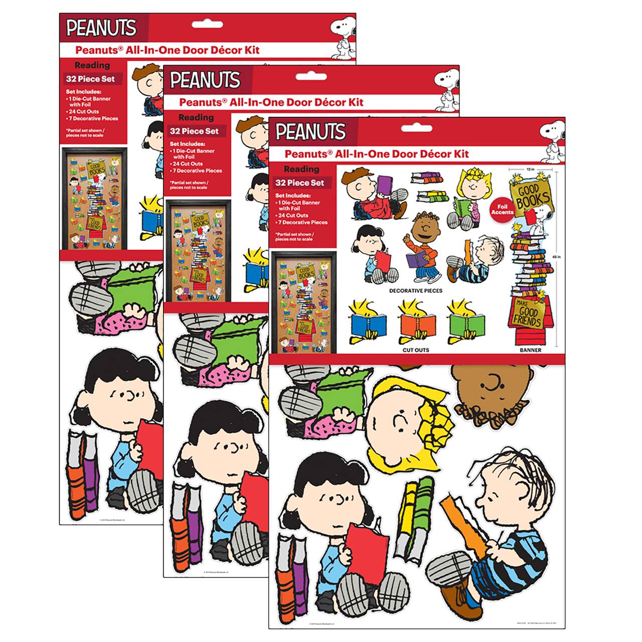 Eureka Peanuts® Reading All-In-One Door Décor Kit, 3 Sets of 32